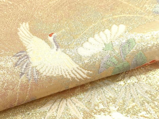 平和屋本店▼六通柄袋帯　唐織　秀風錦　飛鶴花文　本金箔　正絹　逸品　DABJ6003sf