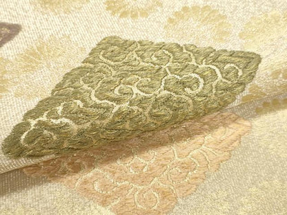 平和屋着物▼六通柄袋帯　唐織　花菱文　煌金綴　正絹　逸品　DABJ6004sf