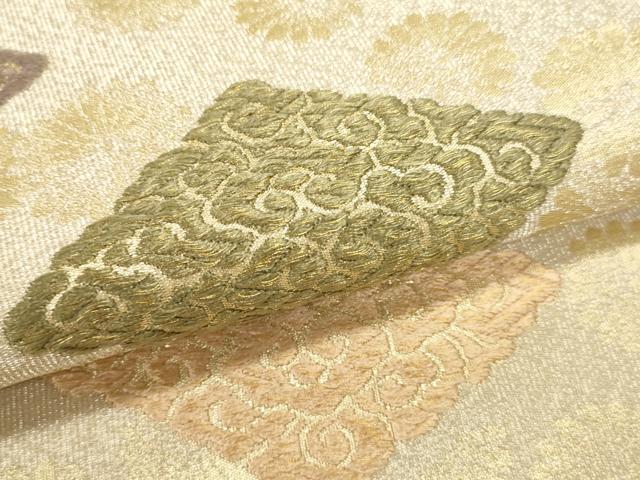 平和屋着物▼六通柄袋帯　唐織　花菱文　煌金綴　正絹　逸品　DABJ6004sf