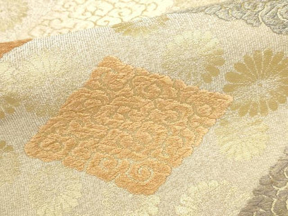 平和屋着物▼六通柄袋帯　唐織　花菱文　煌金綴　正絹　逸品　DABJ6004sf