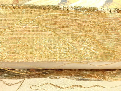 平和屋着物▼両面　全通全景柄袋帯　百鶴京洛絵巻　彩金　正絹　逸品　DABJ6006sf