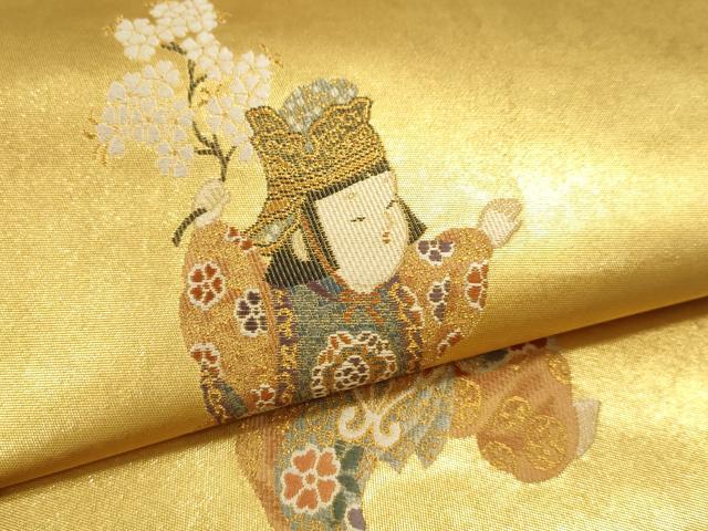 平和屋着物▼太鼓柄袋帯　童子遊び　正絹　逸品　DABJ6008sf