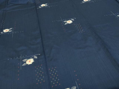平和屋着物▽上質な紬 　単衣　枝花文 　正絹　逸品　未使用　DABJ6013sf