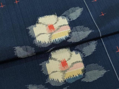 平和屋着物▽上質な紬 　単衣　枝花文 　正絹　逸品　未使用　DABJ6013sf