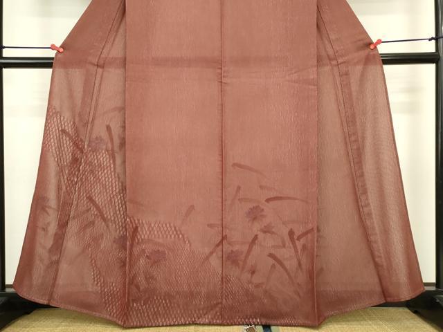 平和屋着物▽訪問着　無双　紋紗×絽　紗袷　手描き　枝花文　正絹　逸品　DABJ6016sf