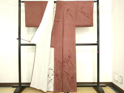 平和屋着物▽訪問着　無双　紋紗×絽　紗袷　手描き　枝花文　正絹　逸品　DABJ6016sf