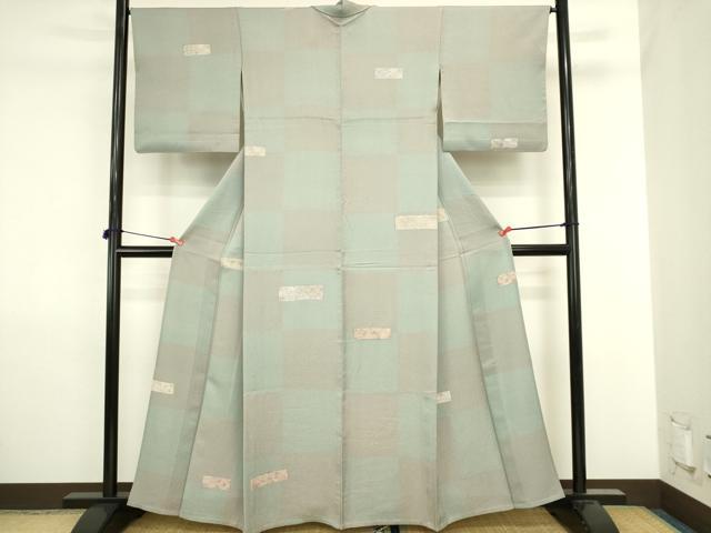 平和屋着物▽上質な小紋　単衣　花唐草文　正絹　逸品　DABJ6017sf