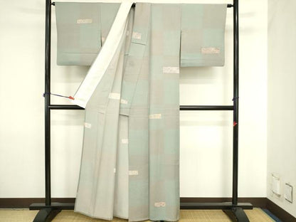 平和屋着物▽上質な小紋　単衣　花唐草文　正絹　逸品　DABJ6017sf