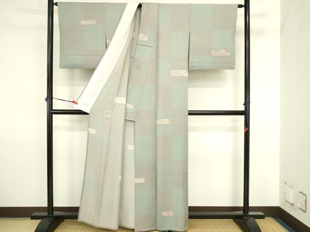 平和屋着物▽上質な小紋　単衣　花唐草文　正絹　逸品　DABJ6017sf