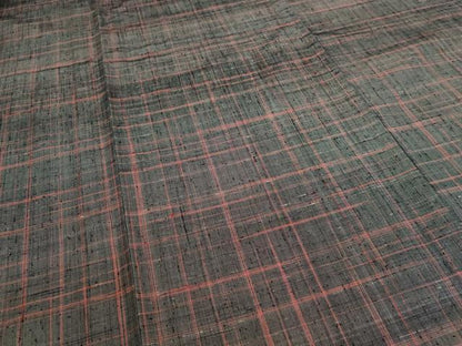 平和屋着物▽上質な紬　単衣　格子　正絹　逸品　DABJ6018sf