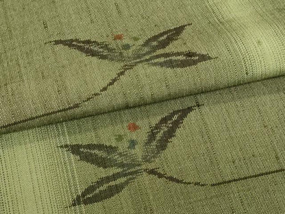 平和屋着物▽上質な紬 　単衣　枝葉文 　正絹　逸品　未使用　DABJ6019sf