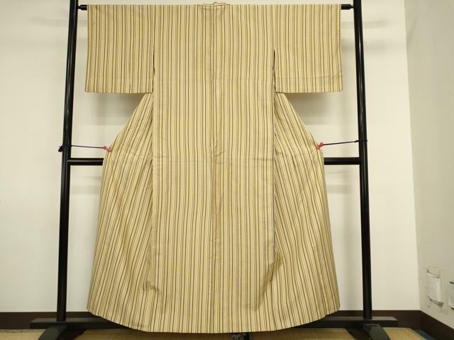 平和屋着物▽上質な紬　単衣　間道　正絹　逸品　DABJ6020sf