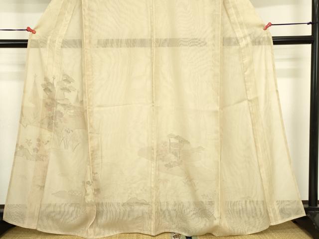 平和屋着物▽訪問着　無双　紗×紗　紗袷　風景草花文　正絹　逸品　DABJ6021sf