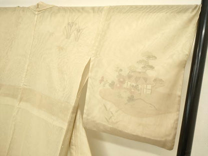 平和屋着物▽訪問着　無双　紗×紗　紗袷　風景草花文　正絹　逸品　DABJ6021sf