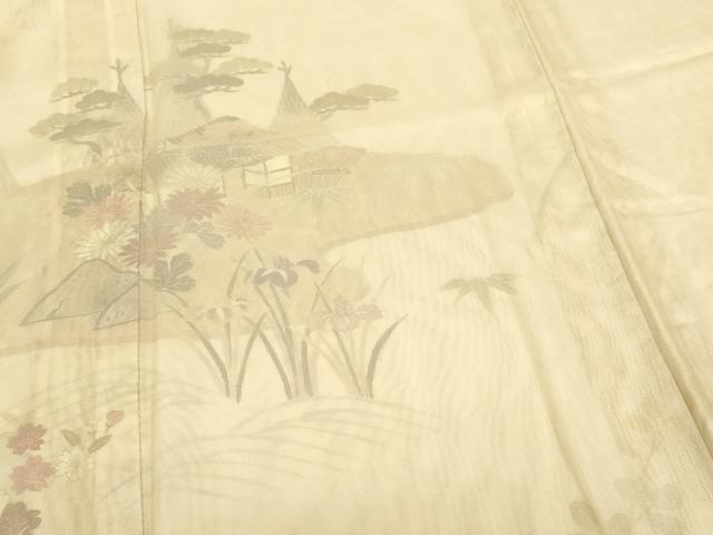平和屋着物▽訪問着　無双　紗×紗　紗袷　風景草花文　正絹　逸品　DABJ6021sf
