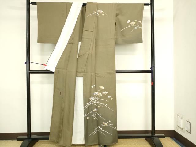 平和屋着物▽訪問着　単衣　万葉讃歌　舞扇文　暈し染め　金彩　正絹　逸品　DABJ6023sf
