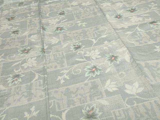 平和屋着物▽上質な紬　単衣　更紗花文　正絹　逸品　DABJ6027sf
