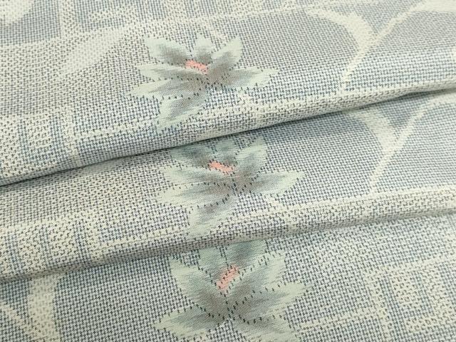 平和屋着物▽上質な紬　単衣　更紗花文　正絹　逸品　DABJ6027sf