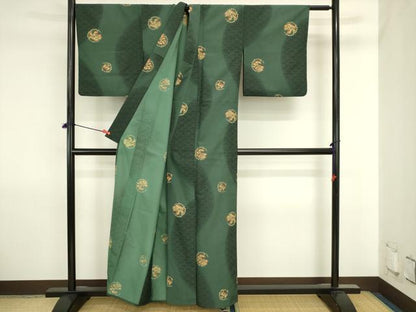 平和屋着物▽小紋　単衣　草花文　洗える着物　DABJ6031sf