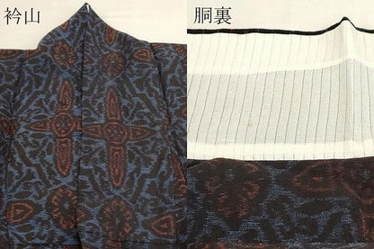 平和屋着物▽上質な紬　単衣　舞花文　正絹　逸品　DABJ6033sf