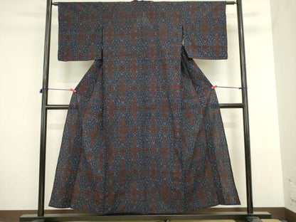 平和屋着物▽上質な紬　単衣　舞花文　正絹　逸品　DABJ6033sf