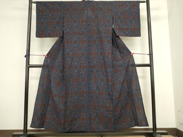 平和屋着物▽上質な紬　単衣　舞花文　正絹　逸品　DABJ6033sf