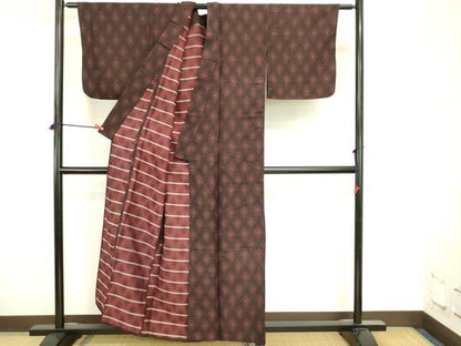 平和屋着物▽上質なお召　単衣　舞花文　正絹　逸品　DABJ6036sf