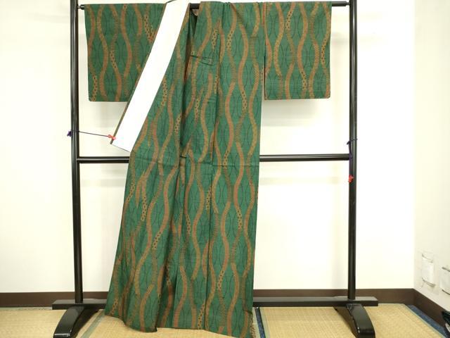 平和屋着物▽上質な紬　単衣　変わり間道　正絹　逸品　DABJ6037sf