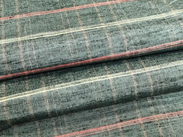 平和屋着物▽上質な紬　単衣　横段文　正絹　逸品　DABJ6038sf