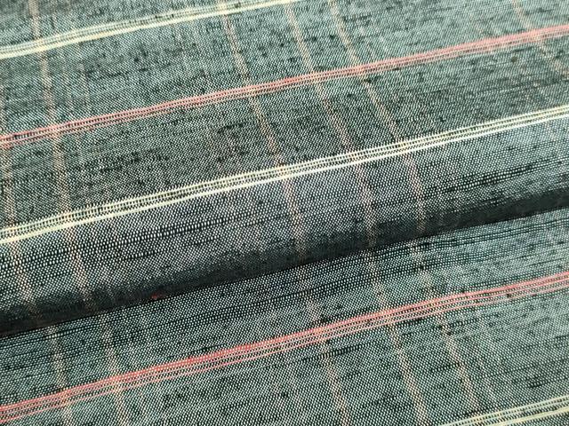 平和屋着物▽上質な紬　単衣　横段文　正絹　逸品　DABJ6038sf