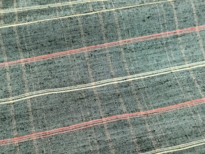 平和屋着物▽上質な紬　単衣　横段文　正絹　逸品　DABJ6038sf