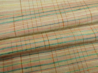 平和屋着物▽上質な紬　単衣　横段文　正絹　逸品　DABJ6039sf