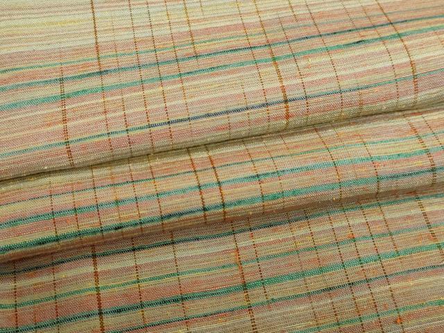 平和屋着物▽上質な紬　単衣　横段文　正絹　逸品　DABJ6039sf