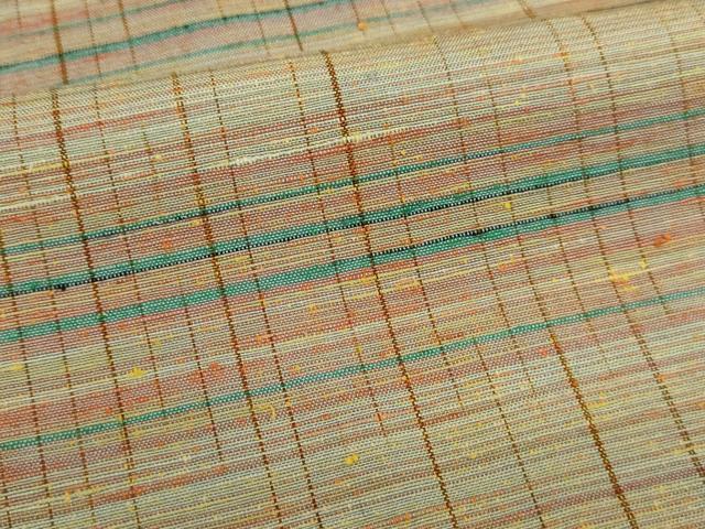 平和屋着物▽上質な紬　単衣　横段文　正絹　逸品　DABJ6039sf