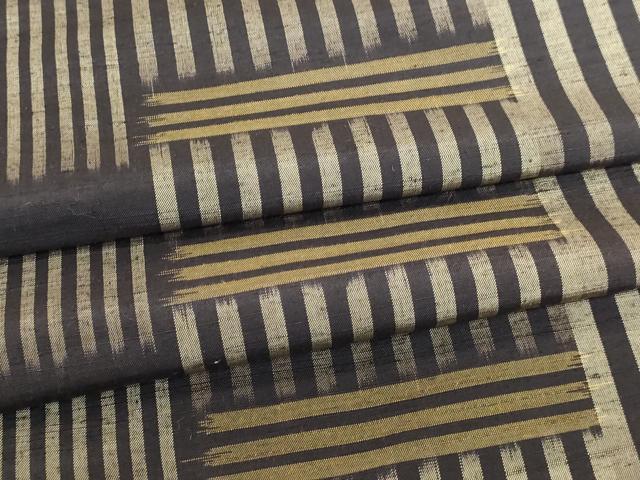 平和屋着物▽上質な紬　単衣　横段文　正絹　逸品　DABJ6043sf