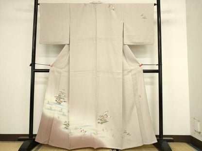 平和屋着物▽訪問着　単衣　友禅　作家物　風景文　暈し染め　正絹　逸品　DABJ6045sf