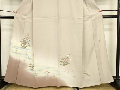 平和屋着物▽訪問着　単衣　友禅　作家物　風景文　暈し染め　正絹　逸品　DABJ6045sf
