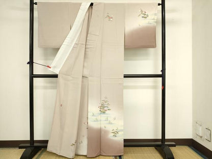 平和屋着物▽訪問着　単衣　友禅　作家物　風景文　暈し染め　正絹　逸品　DABJ6045sf
