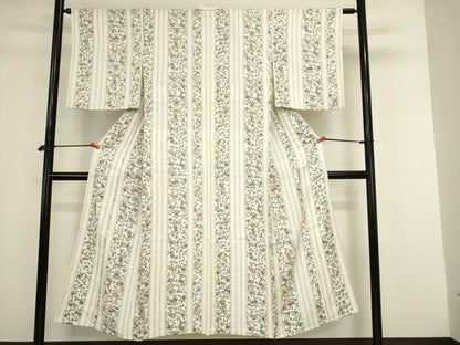 平和屋着物▽上質な小紋　単衣　花唐草文　正絹　逸品　DABJ6046sf