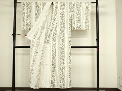 平和屋着物▽上質な小紋　単衣　花唐草文　正絹　逸品　DABJ6046sf