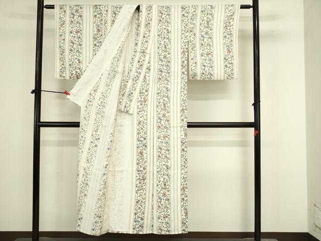 平和屋着物▽上質な小紋　単衣　花唐草文　正絹　逸品　DABJ6046sf