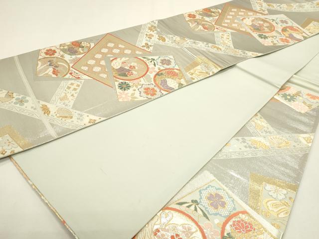 平和屋本店▼六通柄袋帯　色紙吉祥花文　弐拾四金二重箔　正絹　逸品　DABJ6050sf