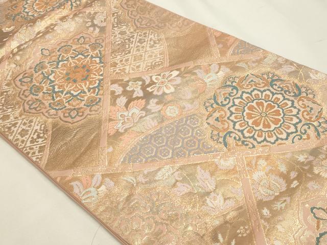 平和屋本店▼六通柄袋帯　正倉院花文　本金二重箔　正絹　逸品　DABJ6055sf
