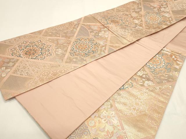 平和屋本店▼六通柄袋帯　正倉院花文　本金二重箔　正絹　逸品　DABJ6055sf