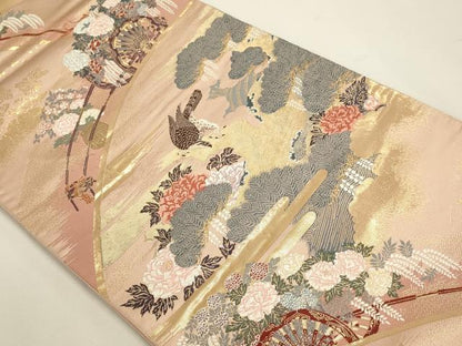 平和屋本店▼六通柄袋帯　唐織　爛漫　本金箔　正絹　逸品　DABJ6058sf