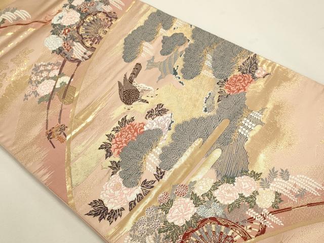 平和屋本店▼六通柄袋帯　唐織　爛漫　本金箔　正絹　逸品　DABJ6058sf