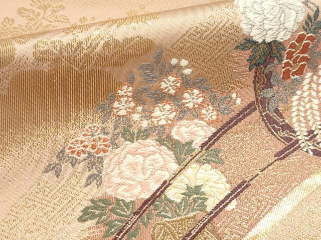 平和屋本店▼六通柄袋帯　唐織　爛漫　本金箔　正絹　逸品　DABJ6058sf