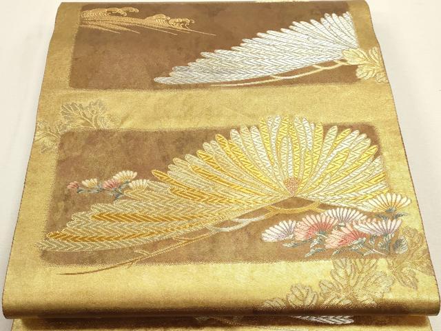 平和屋本店●西陣　長嶋成織物　ながしま帯　六通柄袋帯　唐織　錦松秀映文　本金箔　瀞金錦　正絹　逸品　DABJ6062sf