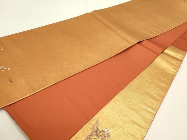 平和屋本店●太鼓柄袋帯　孔雀絵文　本金箔　金泥箔　正絹　逸品　DABJ6064sf