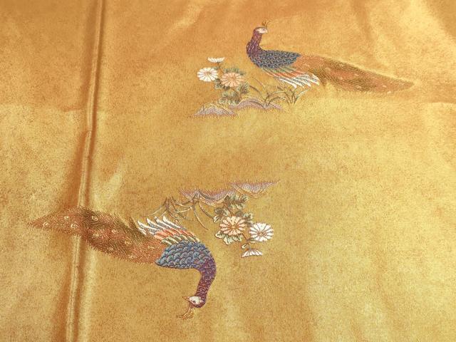 平和屋本店●太鼓柄袋帯　孔雀絵文　本金箔　金泥箔　正絹　逸品　DABJ6064sf